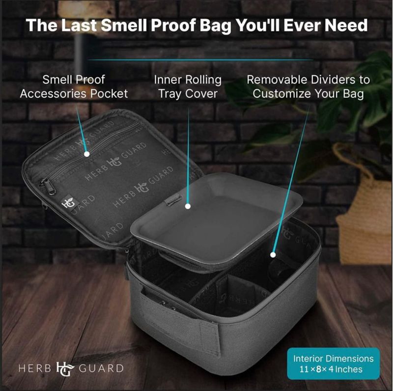 Bolsa a prueba de olores Herb Guard 5 oz con cremallera YKK negra