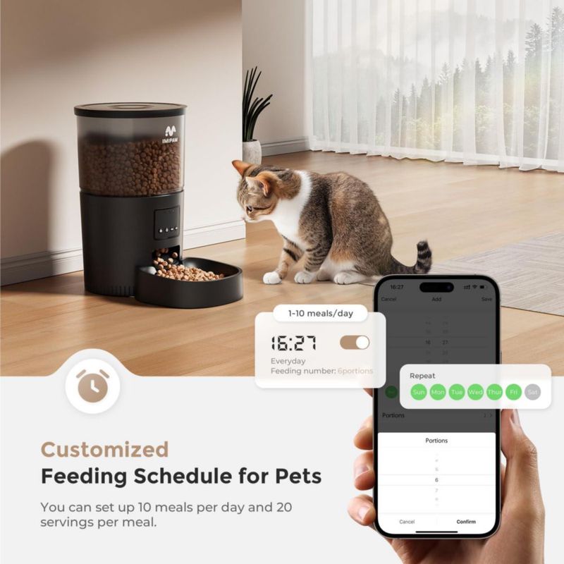 Alimentador para Gatos IMIPAW WiFi Inteligente 1-10 comidas al día