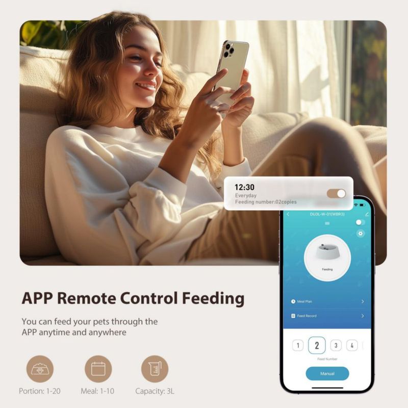 Alimentador para Gatos IMIPAW WiFi Inteligente 1-10 comidas al día