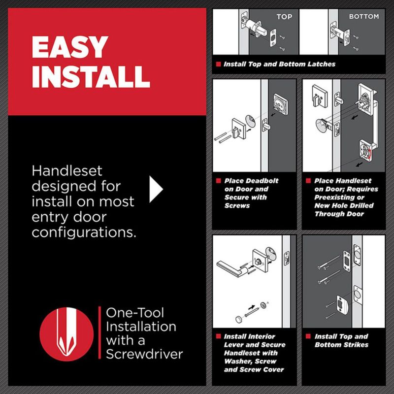 Cerradura de Puerta Kwikset Brentford con Acabado de Latón Satinado y SmartKey