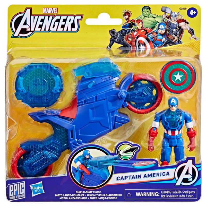 Figura de Acción Marvel Capitán América con Ciclo Lanzador de Escudo 10 cm