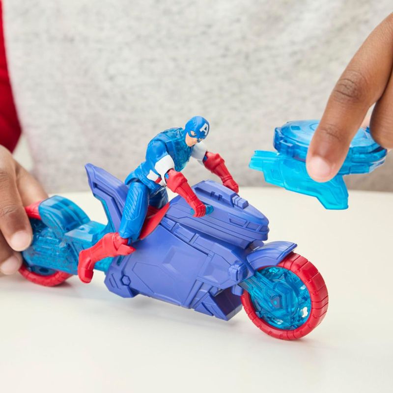 Figura de Acción Marvel Capitán América con Ciclo Lanzador de Escudo 10 cm