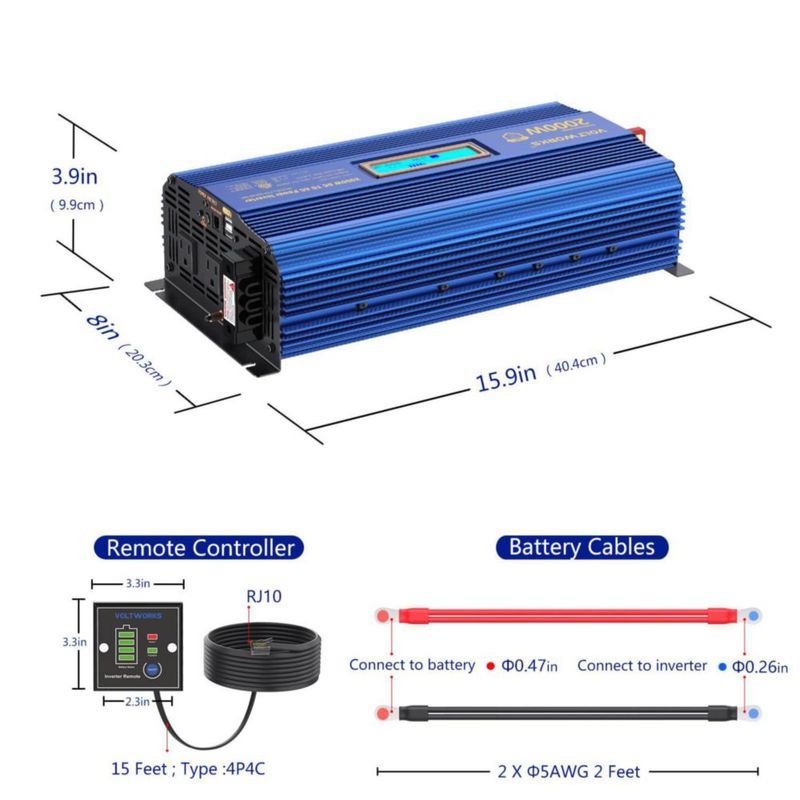 Inversor de Potencia VOLTWORKS 2000W 12V a 110-120V