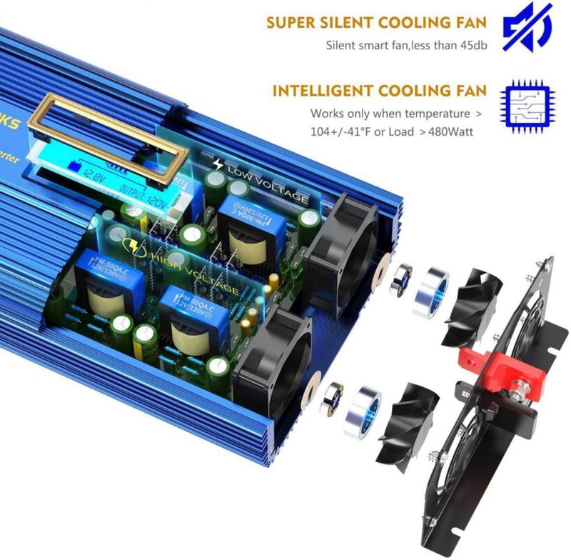 Inversor de Potencia VOLTWORKS 2000W 12V a 110-120V