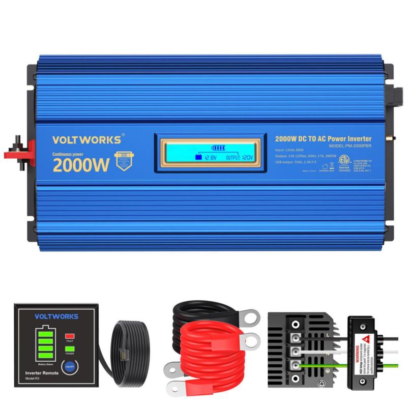 Inversor de Potencia VOLTWORKS 2000W 12V a 110-120V