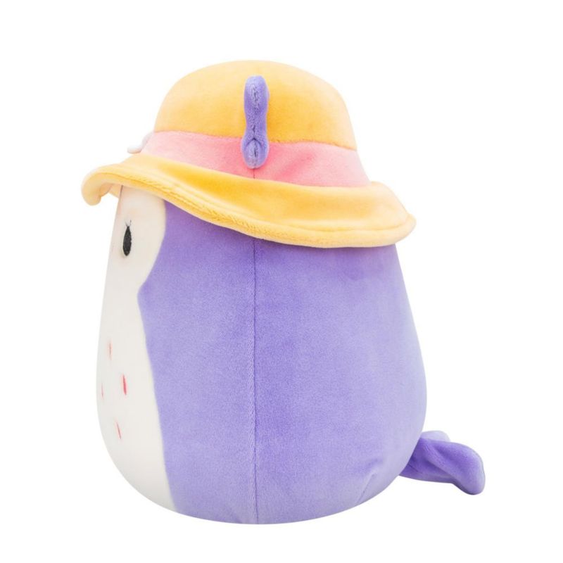 Peluche Squishmallows Holly 19 cm Búho Morado con Sombrero de Sol