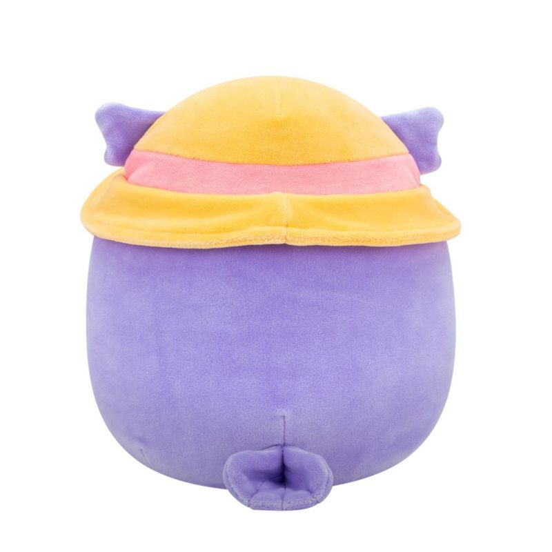 Peluche Squishmallows Holly 19 cm Búho Morado con Sombrero de Sol