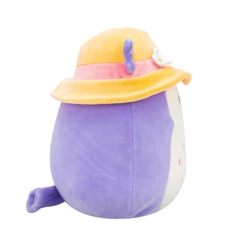 Peluche Squishmallows Holly 19 cm Búho Morado con Sombrero de Sol