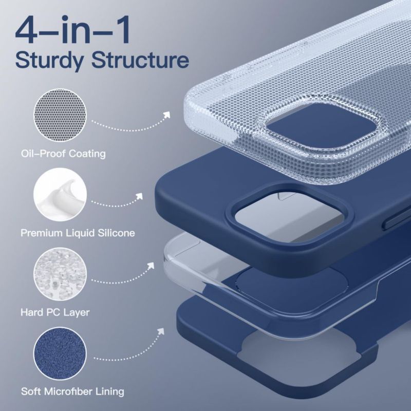 Funda JETech para iPhone 14 azul cobalto compatible con carga inalámbrica