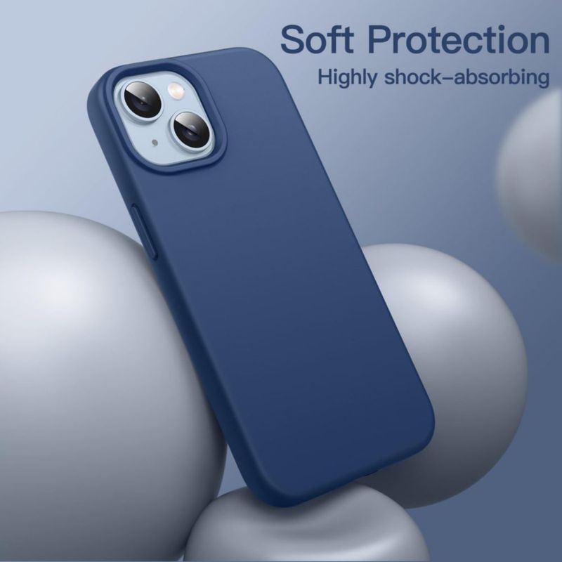 Funda JETech para iPhone 14 azul cobalto compatible con carga inalámbrica