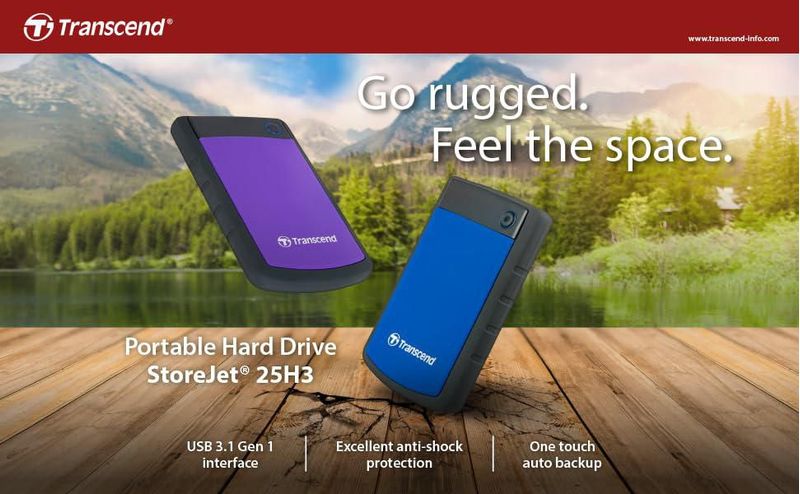 Disco Duro Externo Portátil Transcend 4TB Resistente USB 3.1 con Copia de Seguridad