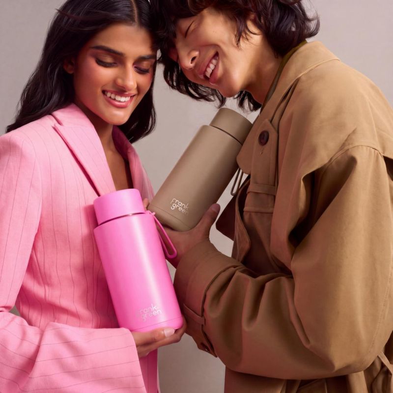 Botella Frank Green 1 L Rosa Neón con Tapa de Pajita Abatible