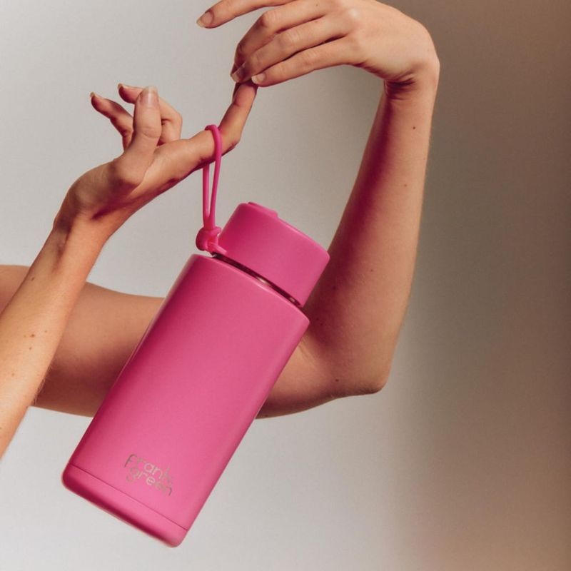Botella Frank Green 1 L Rosa Neón con Tapa de Pajita Abatible