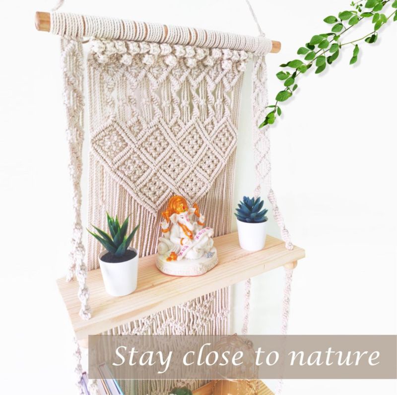 Estantería Induslyfe de 3 Niveles 43 cm x 130 cm estilo Boho para colgar en la pared