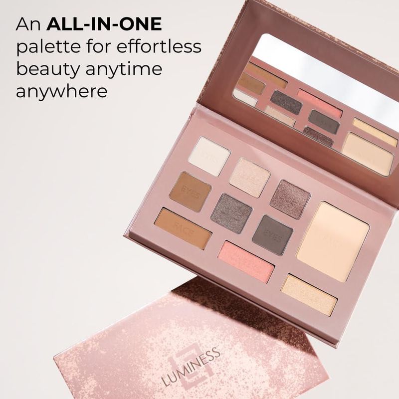Paleta de maquillaje LUMINESS: sombras de ojos rubor bronceador y polvo
