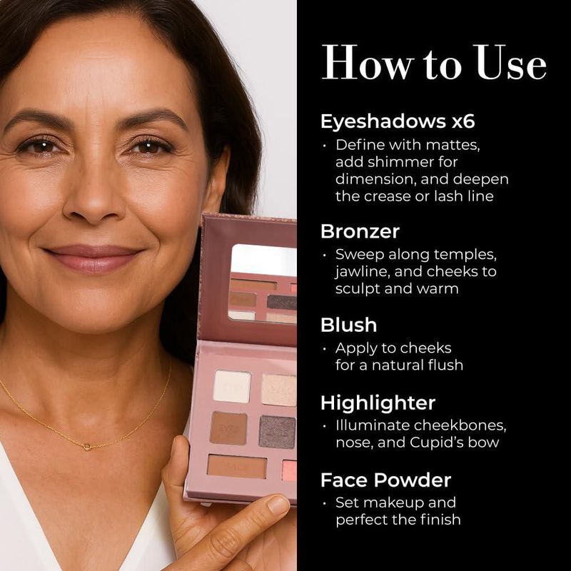 Paleta de maquillaje LUMINESS: sombras de ojos rubor bronceador y polvo