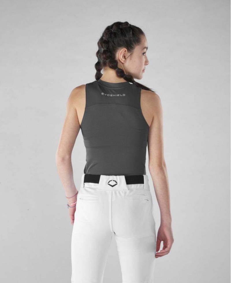 Camisa EvoShield para Niña con Espalda Tipo Racerback Gris Talla Juvenil Grande