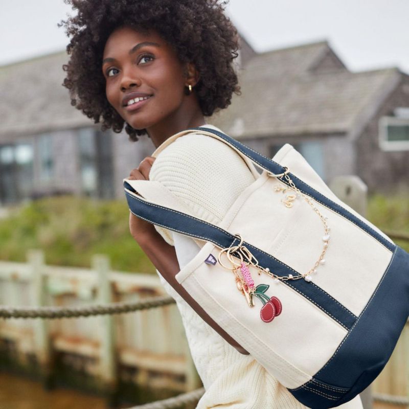 Bolso Tote Lands' End Mediano Natural/Azul Marino Radiante