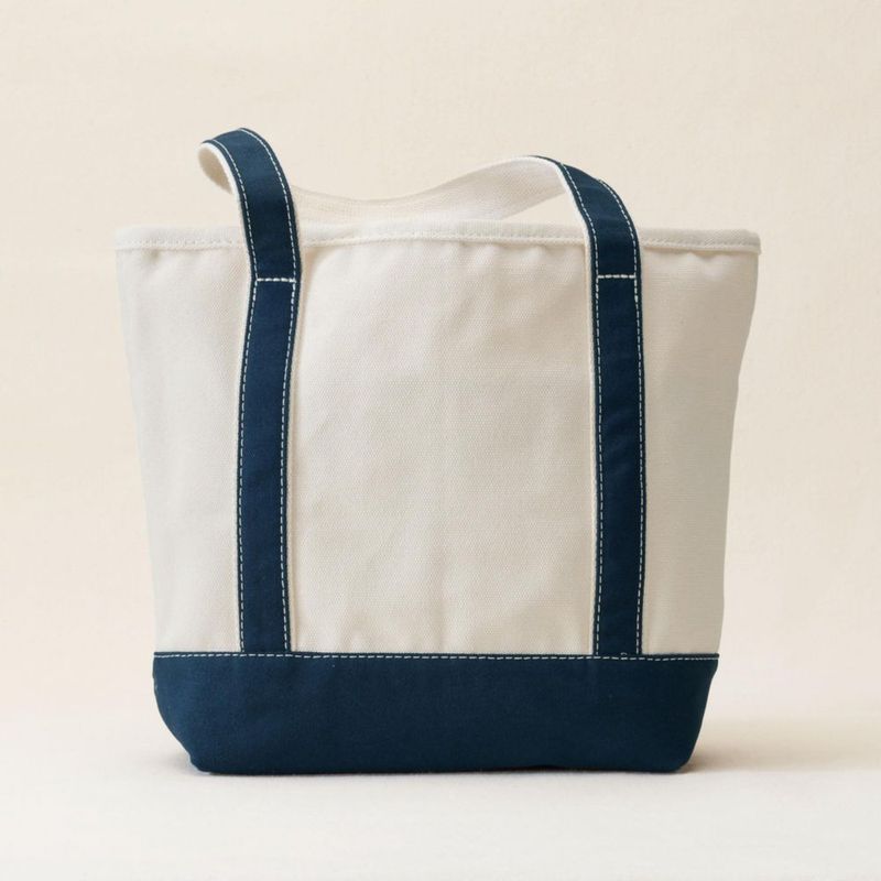 Bolso Tote Lands' End Mediano Natural/Azul Marino Radiante