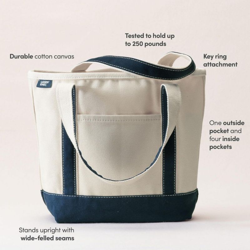 Bolso Tote Lands' End Mediano Natural/Azul Marino Radiante