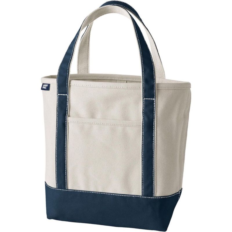 Bolso Tote Lands' End Mediano Natural/Azul Marino Radiante
