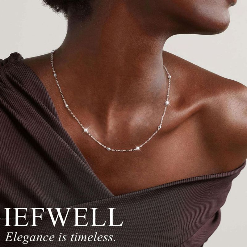 Collar IEFWELL de plata de 46 cm con cadena satélite de 16 mm