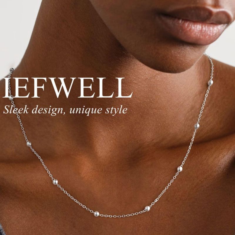 Collar IEFWELL de plata de 46 cm con cadena satélite de 16 mm