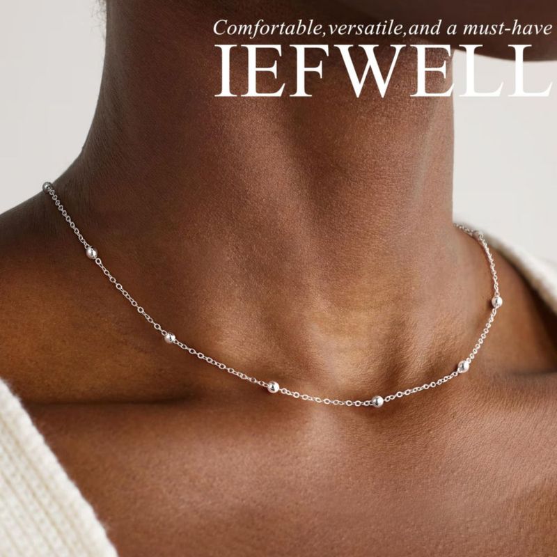 Collar IEFWELL de plata de 46 cm con cadena satélite de 16 mm
