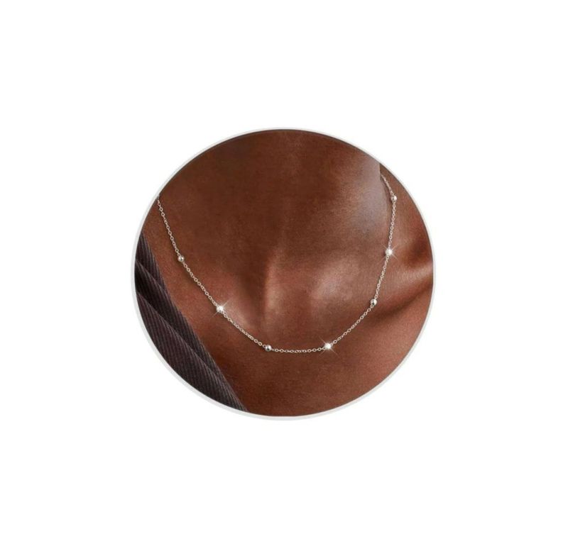 Collar IEFWELL de plata de 46 cm con cadena satélite de 16 mm