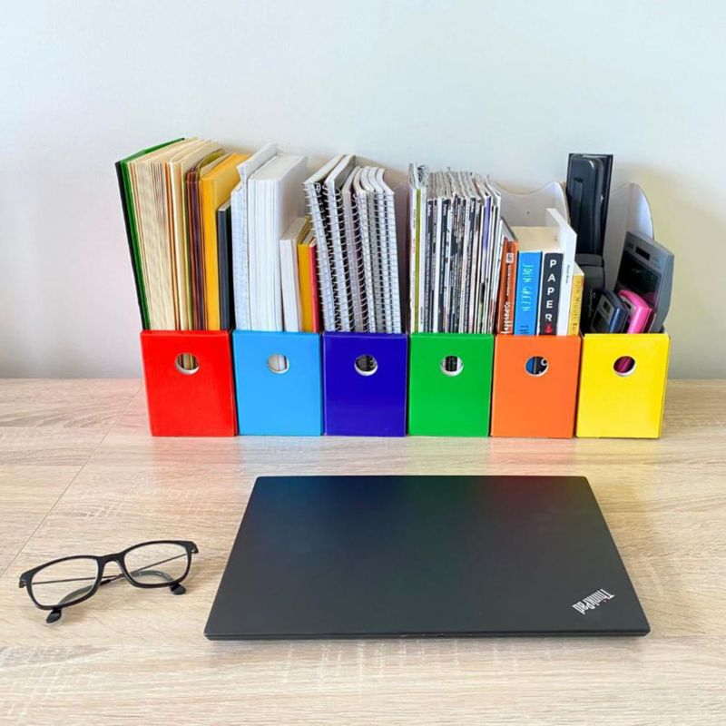 Porta Revistas Evelots Pack de 6 Multicolor 10 cm de ancho