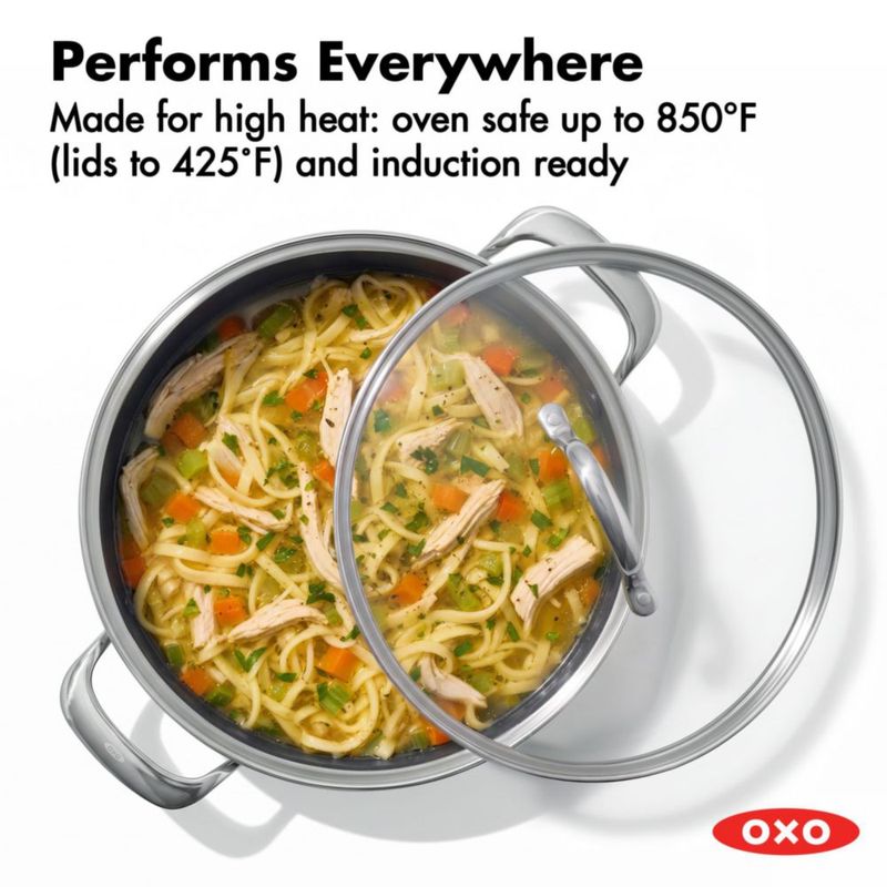 Cacerola OXO de 8 qt de acero inoxidable antiadherente con tapa