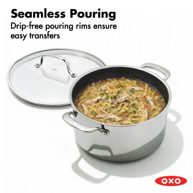 Cacerola OXO de 8 qt de acero inoxidable antiadherente con tapa