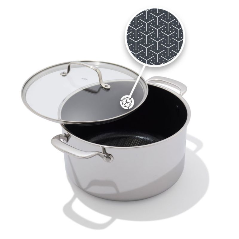 Cacerola OXO de 8 qt de acero inoxidable antiadherente con tapa