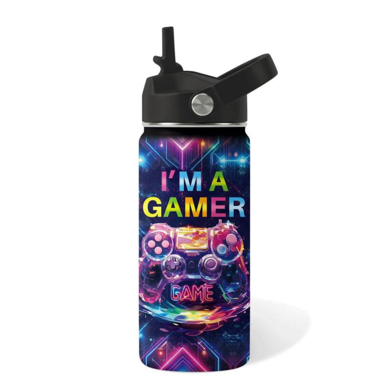Botella de agua xiiai 473 ml Gamer con aislamiento y pajilla