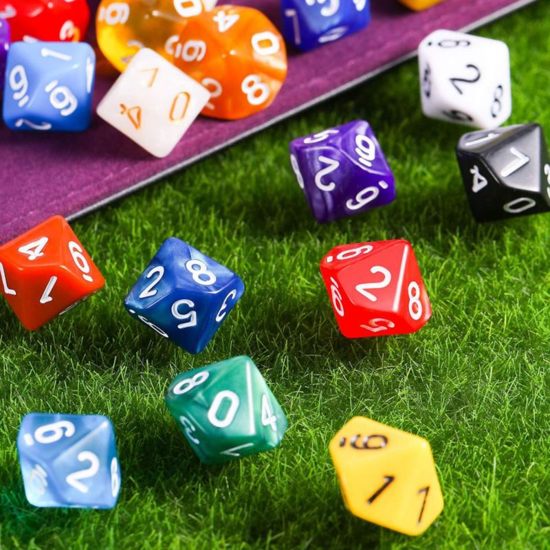 Juego de Dados TecUnite 25 Piezas - Dados de 10 Caras de colores mixtos