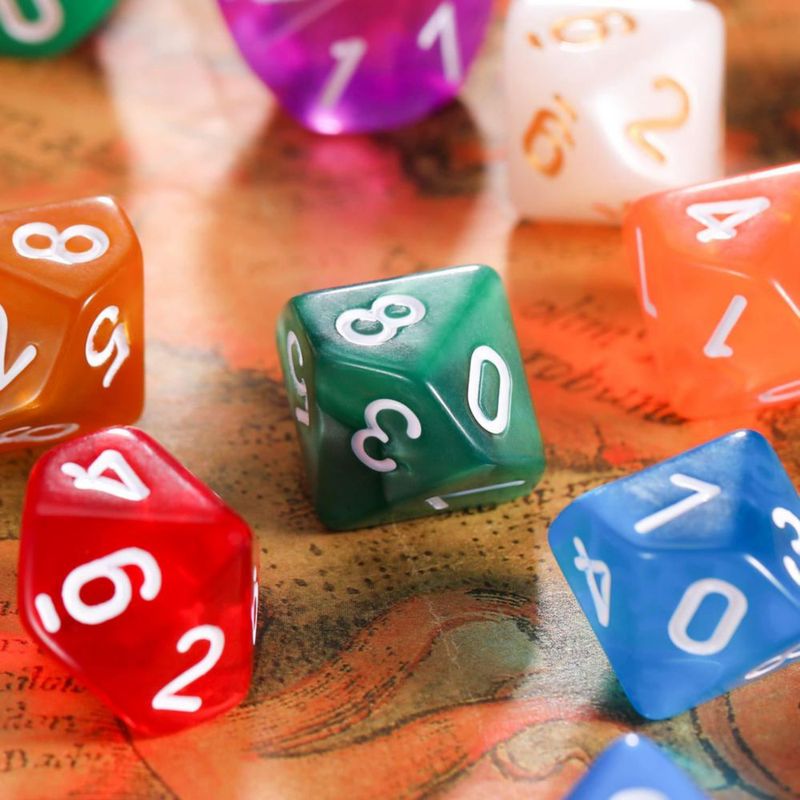 Juego de Dados TecUnite 25 Piezas - Dados de 10 Caras de colores mixtos
