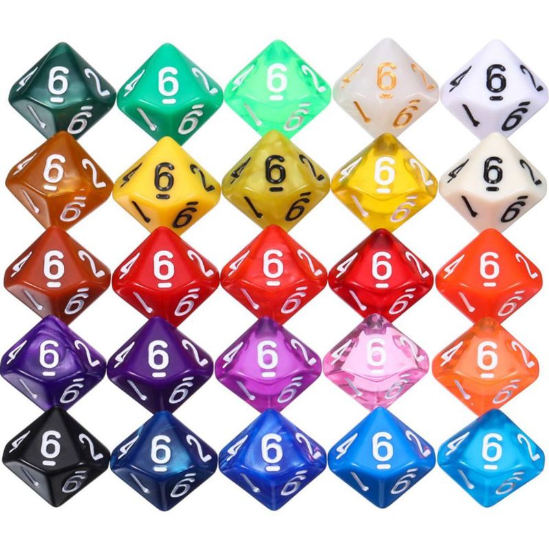 Juego de Dados TecUnite 25 Piezas - Dados de 10 Caras de colores mixtos