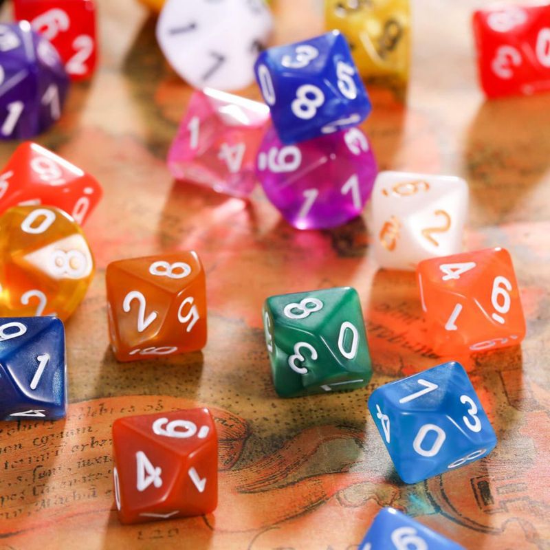 Juego de Dados TecUnite 25 Piezas - Dados de 10 Caras de colores mixtos