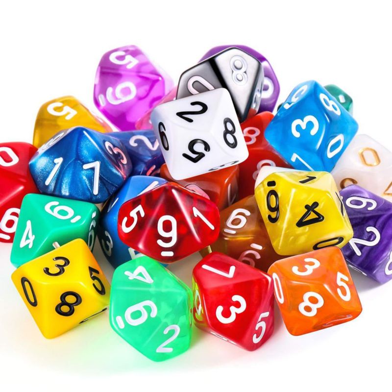 Juego de Dados TecUnite 25 Piezas - Dados de 10 Caras de colores mixtos