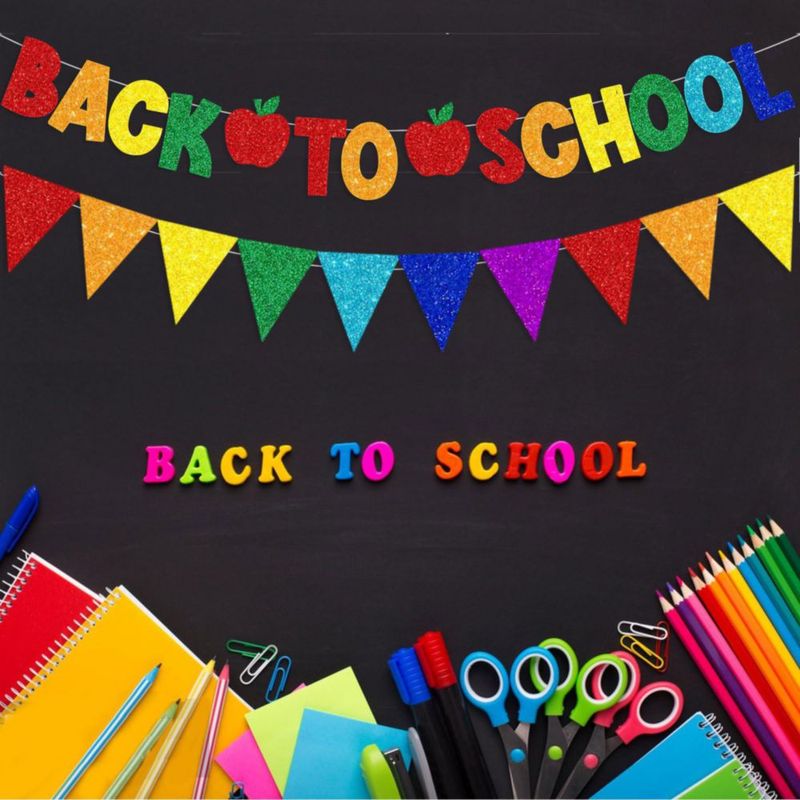 Bandera Saliyaa Regreso a Clases con Banderín de Brillantina