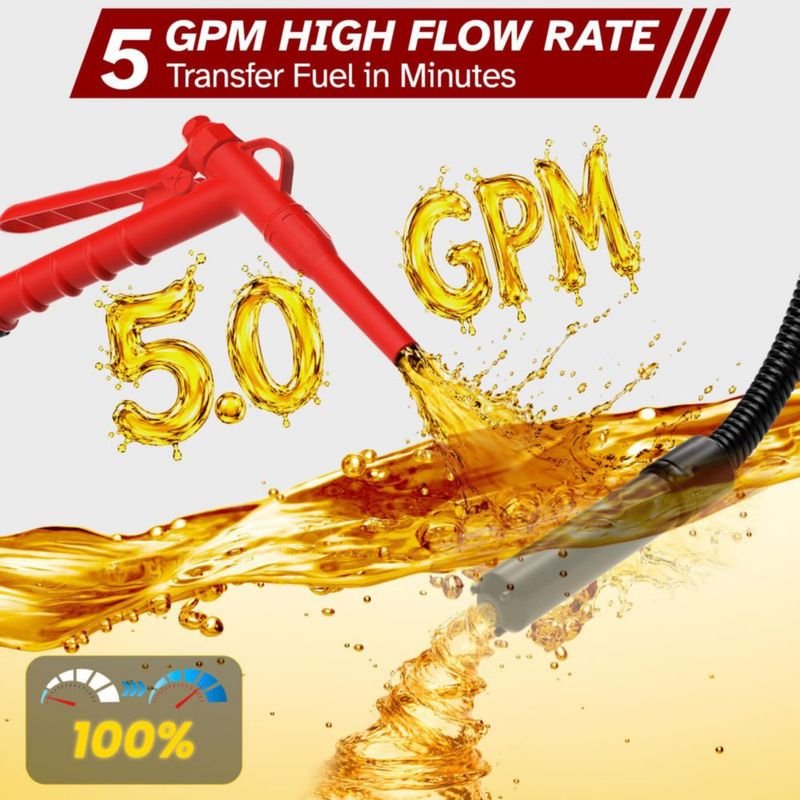 Bomba de transferencia de combustible sin cable Bonviee 5 GPM con gatillo manual