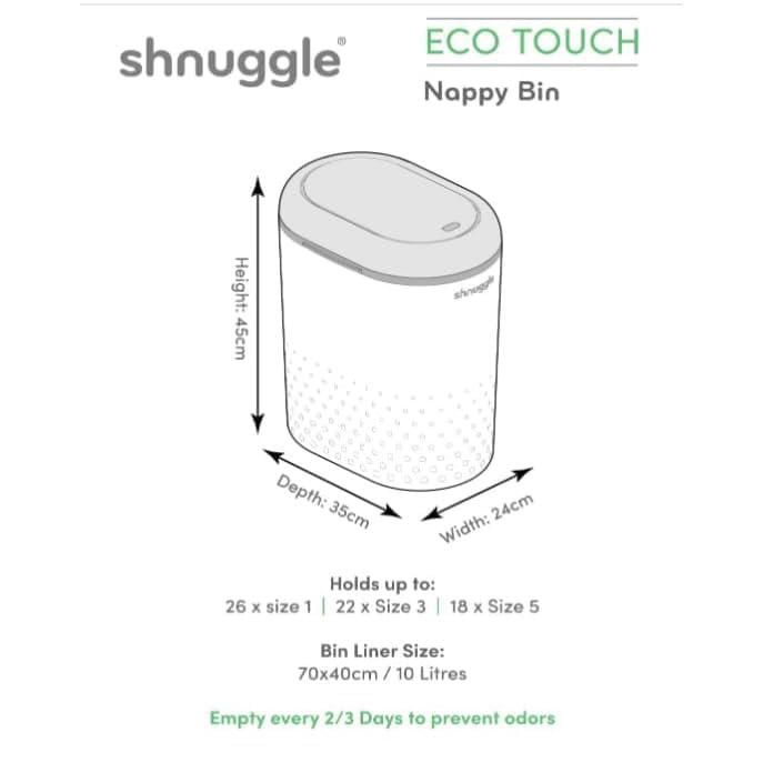 Cubo de Basura SHNUGGLE 10L Blanco con Cierre Antiolor para Guardería