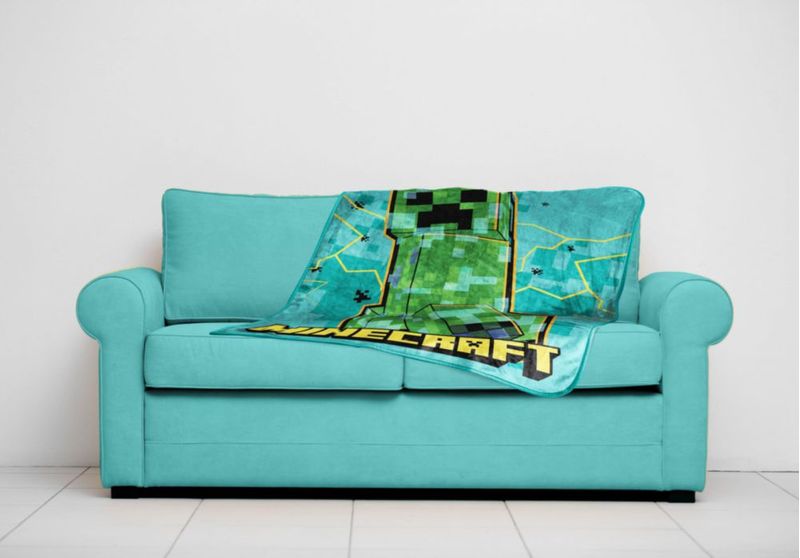 Manta decorativa Jay Franco 102 × 127 cm Minecraft verde azulado
