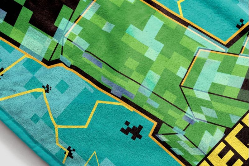 Manta decorativa Jay Franco 102 × 127 cm Minecraft verde azulado