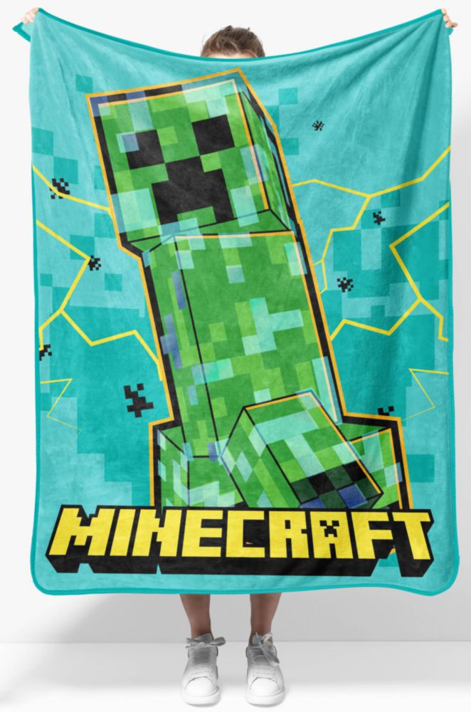 Manta decorativa Jay Franco 102 × 127 cm Minecraft verde azulado