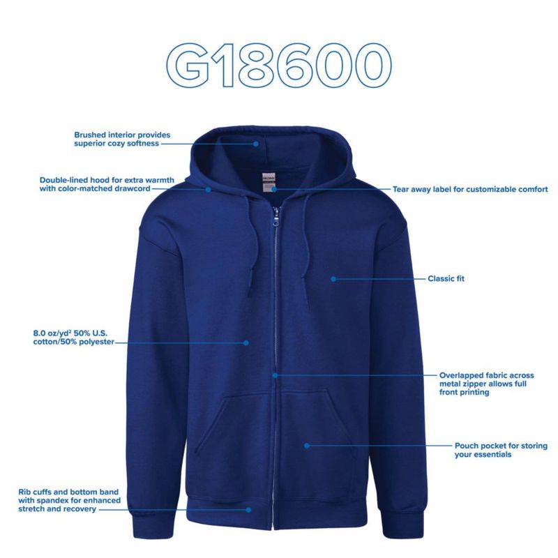 Sudadera con capucha con cremallera Gildan G18600 negra (multipack)