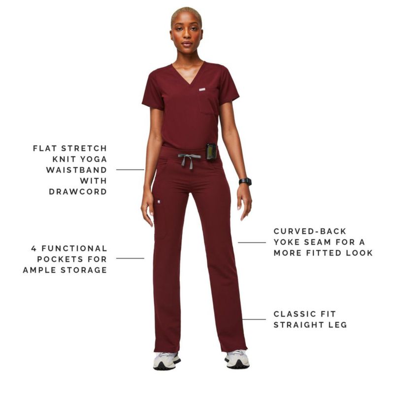 PANTALONES FIGS Kade Cargo Burdeos (Mujer) Talla S