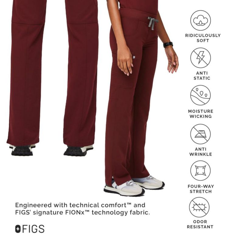 PANTALONES FIGS Kade Cargo Burdeos (Mujer) Talla S