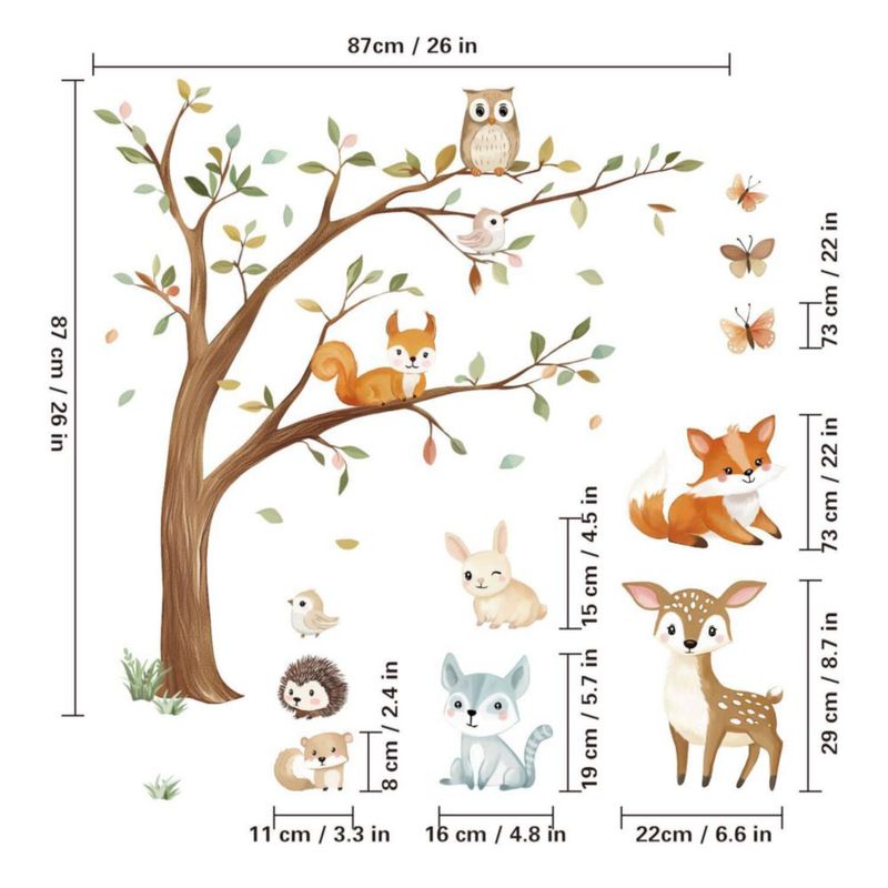 Pegatinas de Pared Quinspir Animales del Bosque – Decoración Forestal