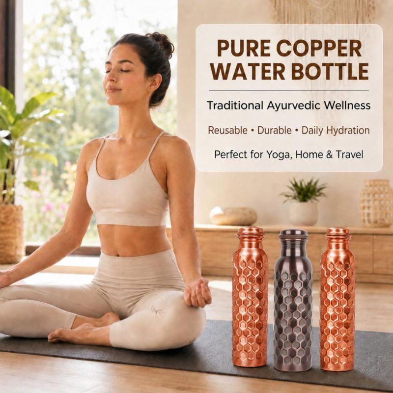 Botella de cobre 950 ml The Wooden Town Pack de 3 + Cepillo